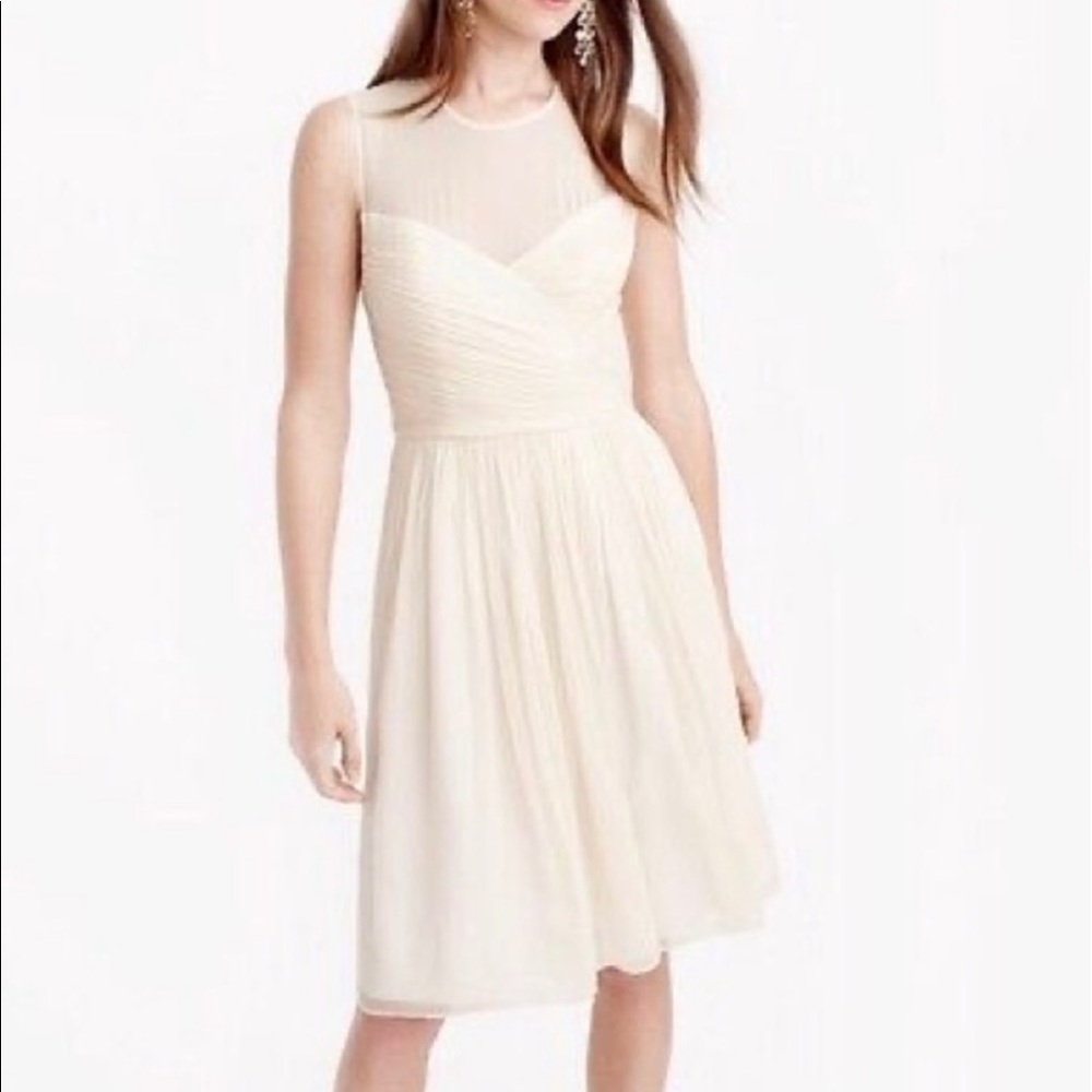 J.Crew Clara Silk Chiffon Dress in Cream